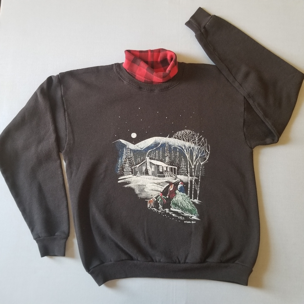 VTG winter scene turtleneck sweatshirt